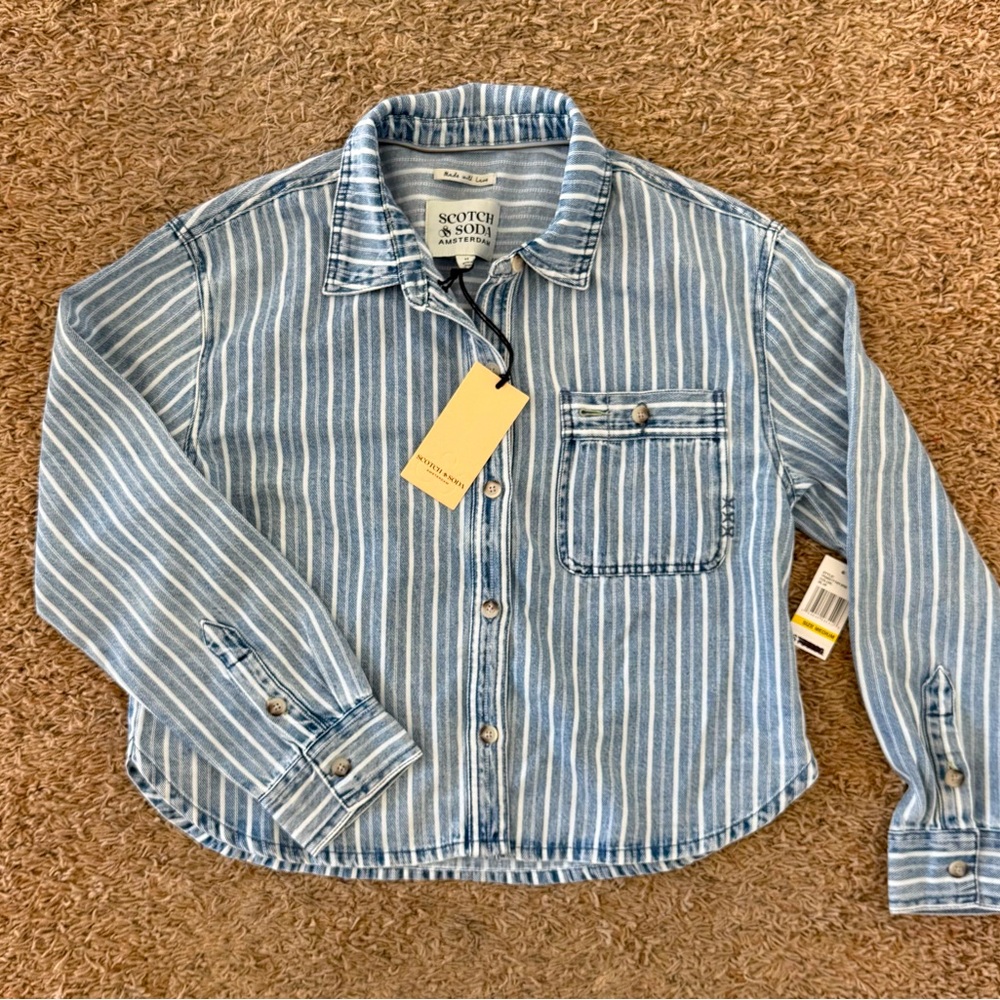 Scotch and soda striped denim jeans jacket BNWT buttery soft size M
